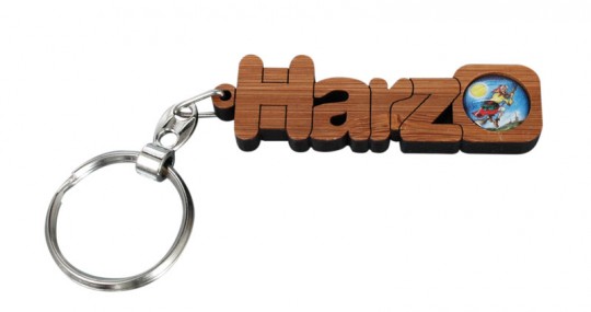 Porte-clés en bois d'olivier HARZ avec image. 24 pces. 