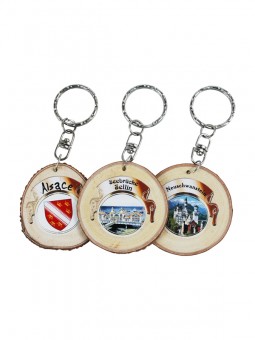 Branch wood key chain 6-7 cm round with picture QTY 48 piece 