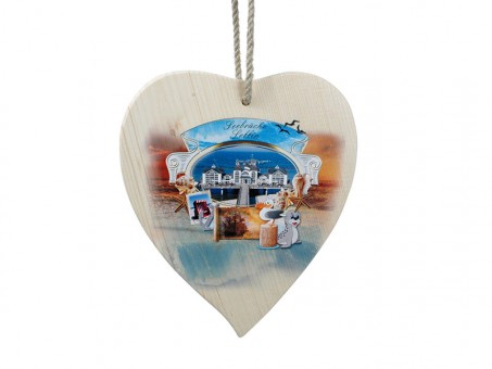 Wooden heart big with coast style VE: 12 pcs 