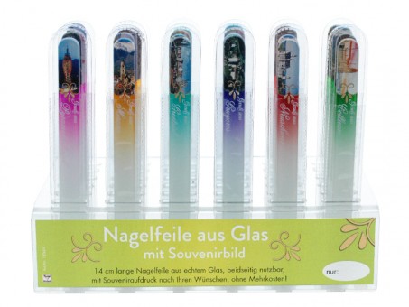 Glass nail file with souvenir picture incl. Display 48 pcs 
