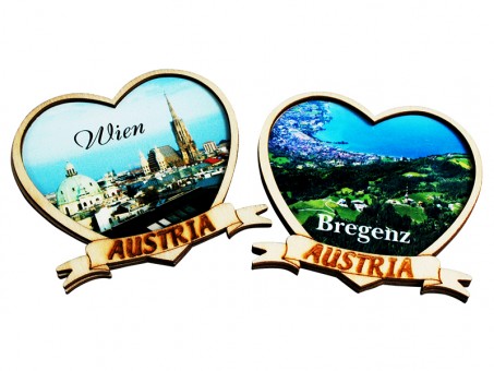 Plywood magnetic heart Bayern with print 36 pcs. 