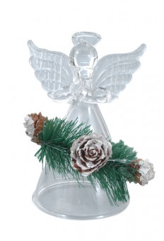 Ange de Noël blanc 8 cm décoré d'aiguilles de sapin. 12 P. 