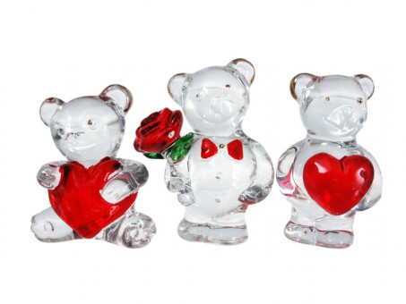 Love bears made of glass - 18 pcs sorted 