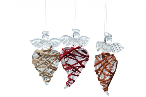 Angel with Heart Glass Pendant VE: 12 pcs 
