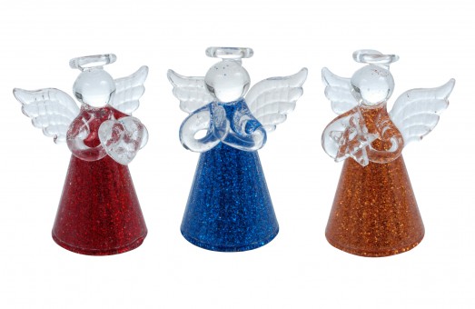 Glass Angel assortment 3 colors glittering 24 pieces 