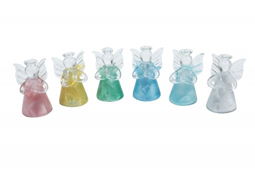 Pastel-colored glass angels 36 pieces sorted 