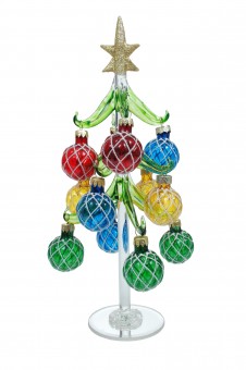 Glass Christmas tree with colored balls 25 cm 8 pieces 