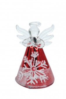 Christmas angel red with frosted snowflakes 12 pieces 