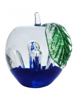 Pomme en verre bleue 1 pièce. 