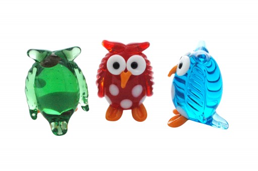 Colorful glass owls 24 pieces 