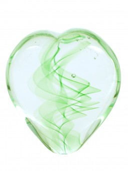 Herzskulptur mit grüner Spirale 10 cm groß 