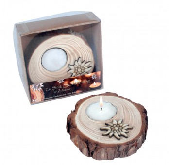 Tree trunk tealight made of wood Edelweiss 24 pcs 