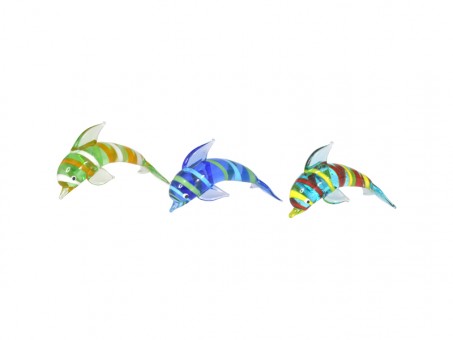 Glass rainbow dolphins 24 pcs sorted 