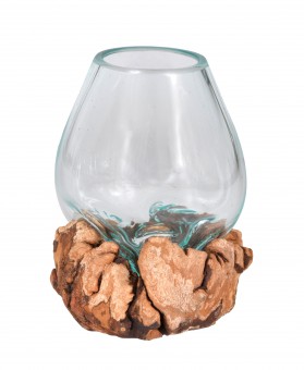 Acacia root wood glass vase 5cm 1 piece 