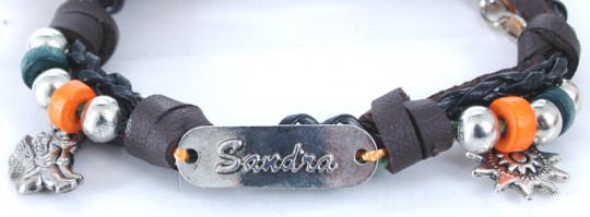 Namens-Armband, Sandra, 3 Stück 