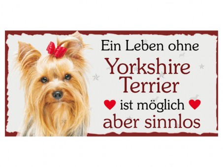 Aimant écriteau d'animau Yorkshire Terrier Une vie san..3pcs 