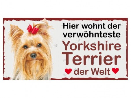 Aimant écriteau d'animau Yorkshire Terrier Ici habite.. 3pcs 